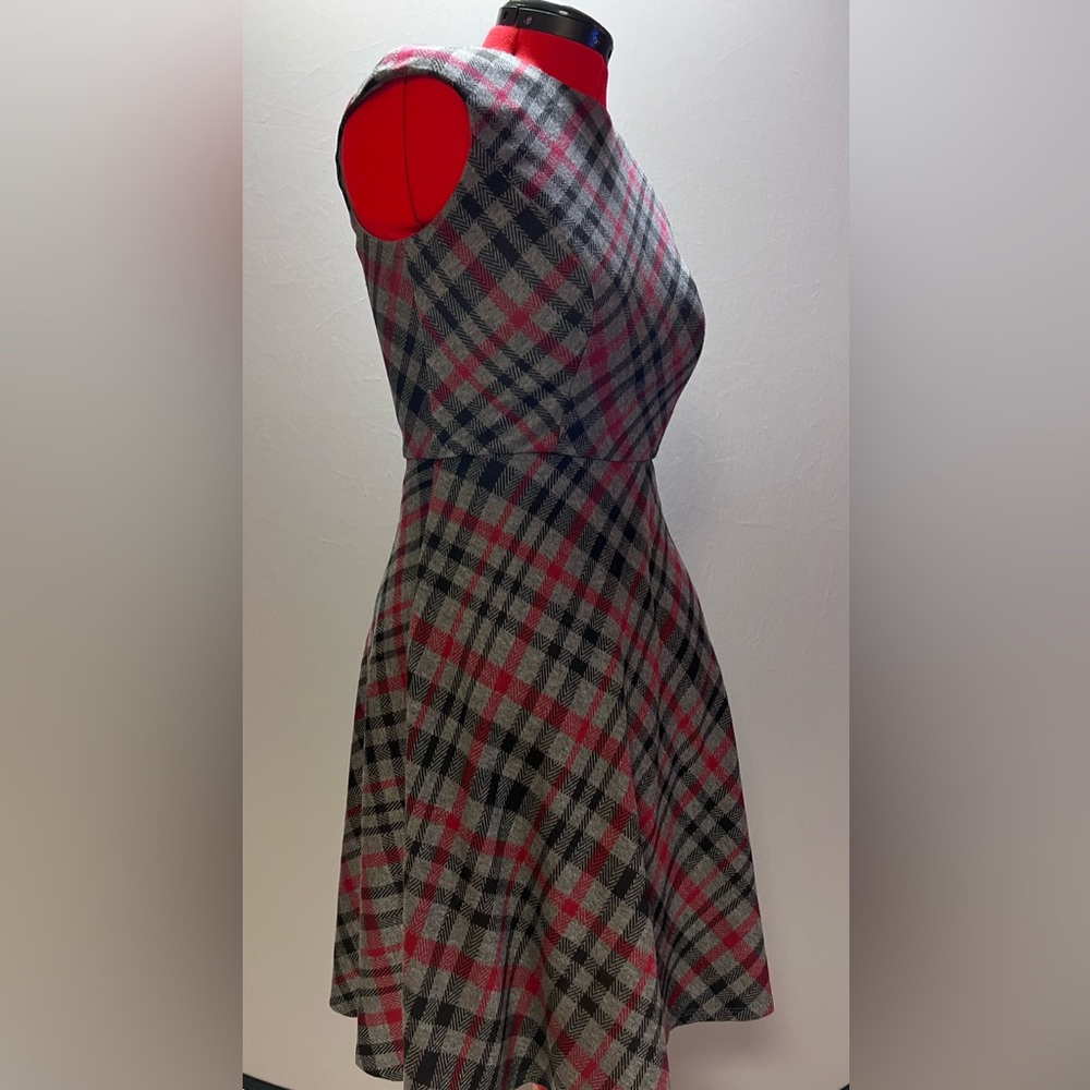 Maggy London Red and Gray Plaid Midi Dress - Picture 2 of 7